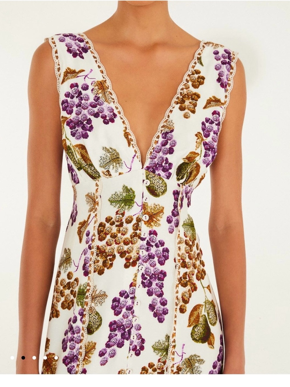 FARM Rio White Midi Dress with Purple & Brown Grape Print Brand new with tags - Picture 2 of 11
